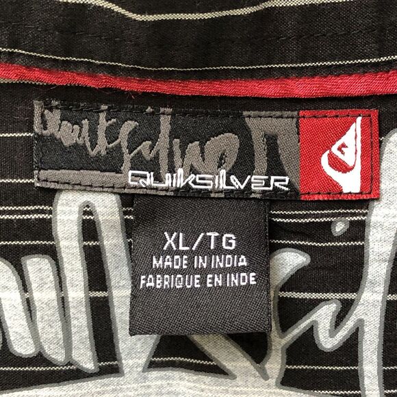 Quiksilver Mens Black Striped Button Down Shirt Pocket Tag Size XL - Picture 4 of 16